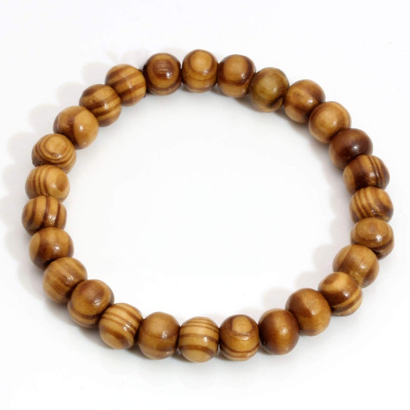 MILAKOO 5 Pcs 8mm Wood Beads Bracelet for Men Buddha Bracelet Elastic - Image 4